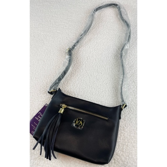 (NWT) JOY MANGANO • Black/Gold 100% Leather Crossbody Bag with RFID Protection - Picture 13 of 13